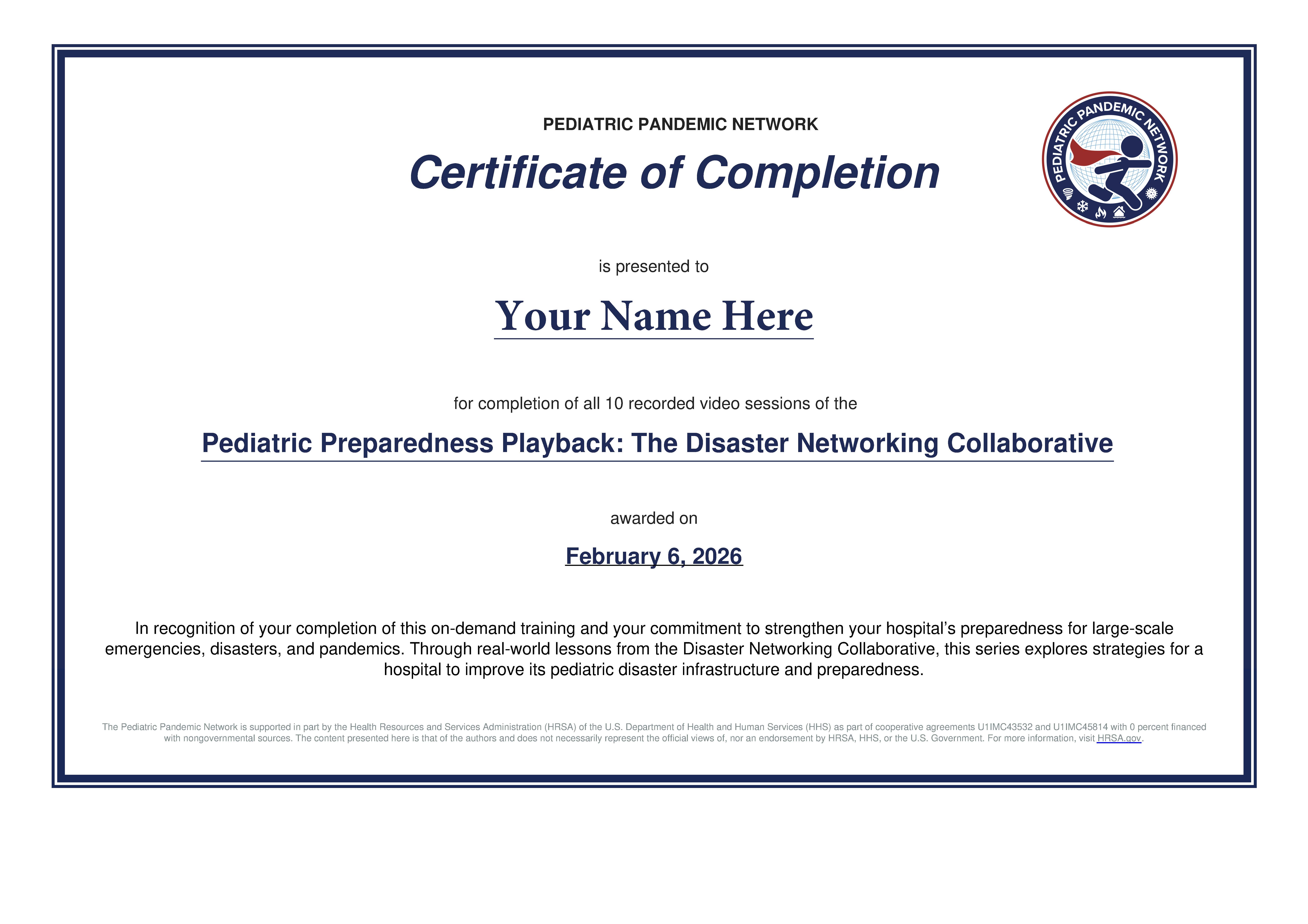 Sample PPN Certificate